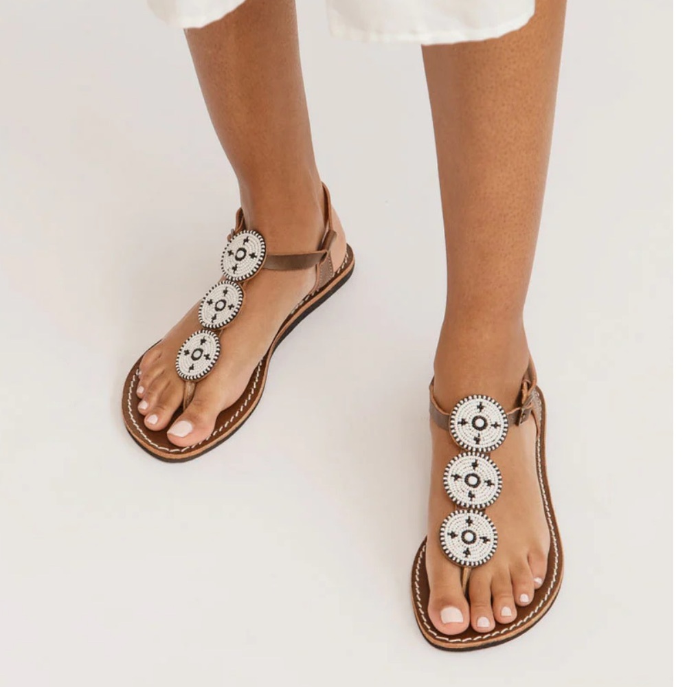 LAIDBACK LONDON Beaded African Maasai Handmade Sandals Sz 40 / US 9 • worn once!